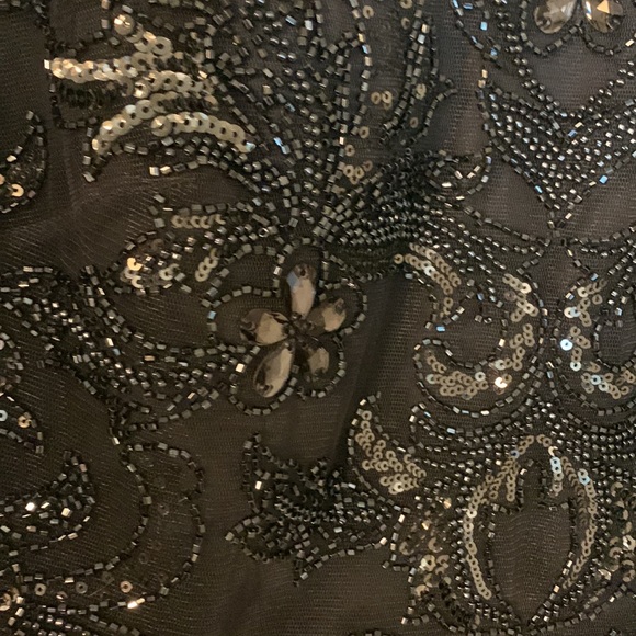 Xcape Evenings “Jerri” beaded short sleeve chiffon gown - Picture 4 of 13